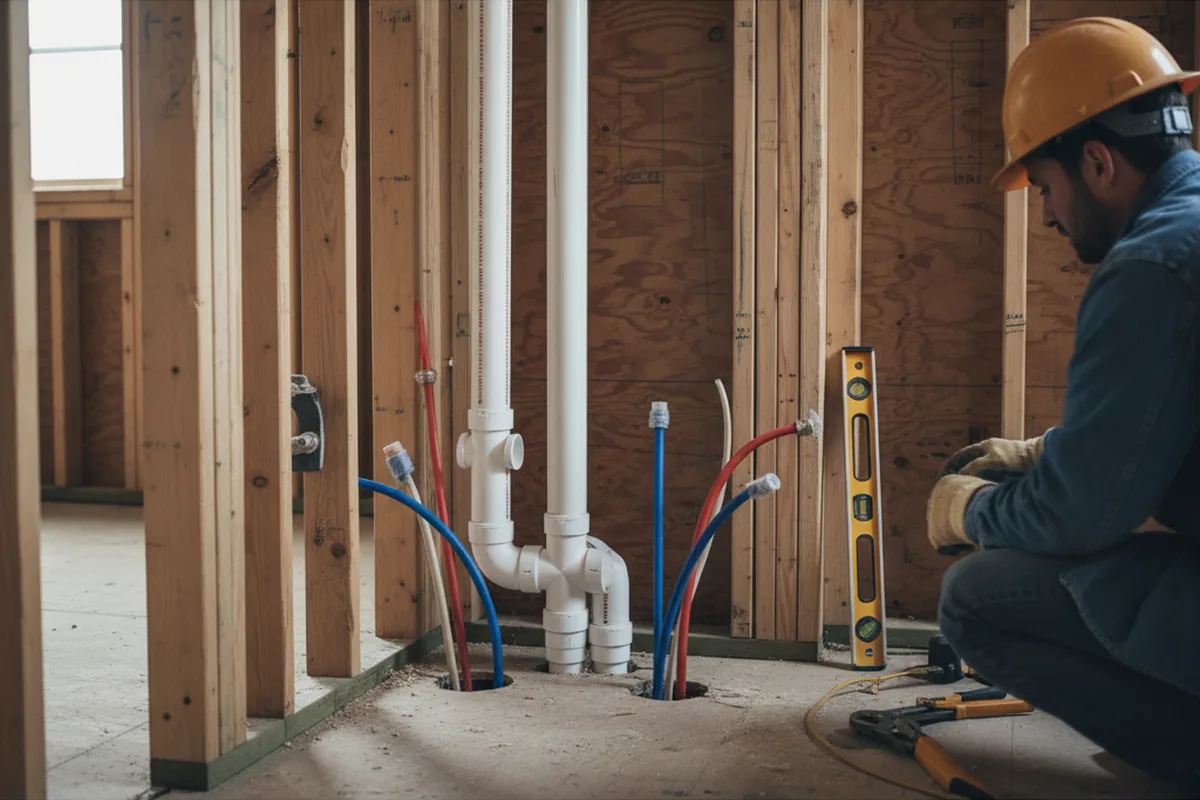 Drain and supply rough-in during Drain Cleaning in Doerun