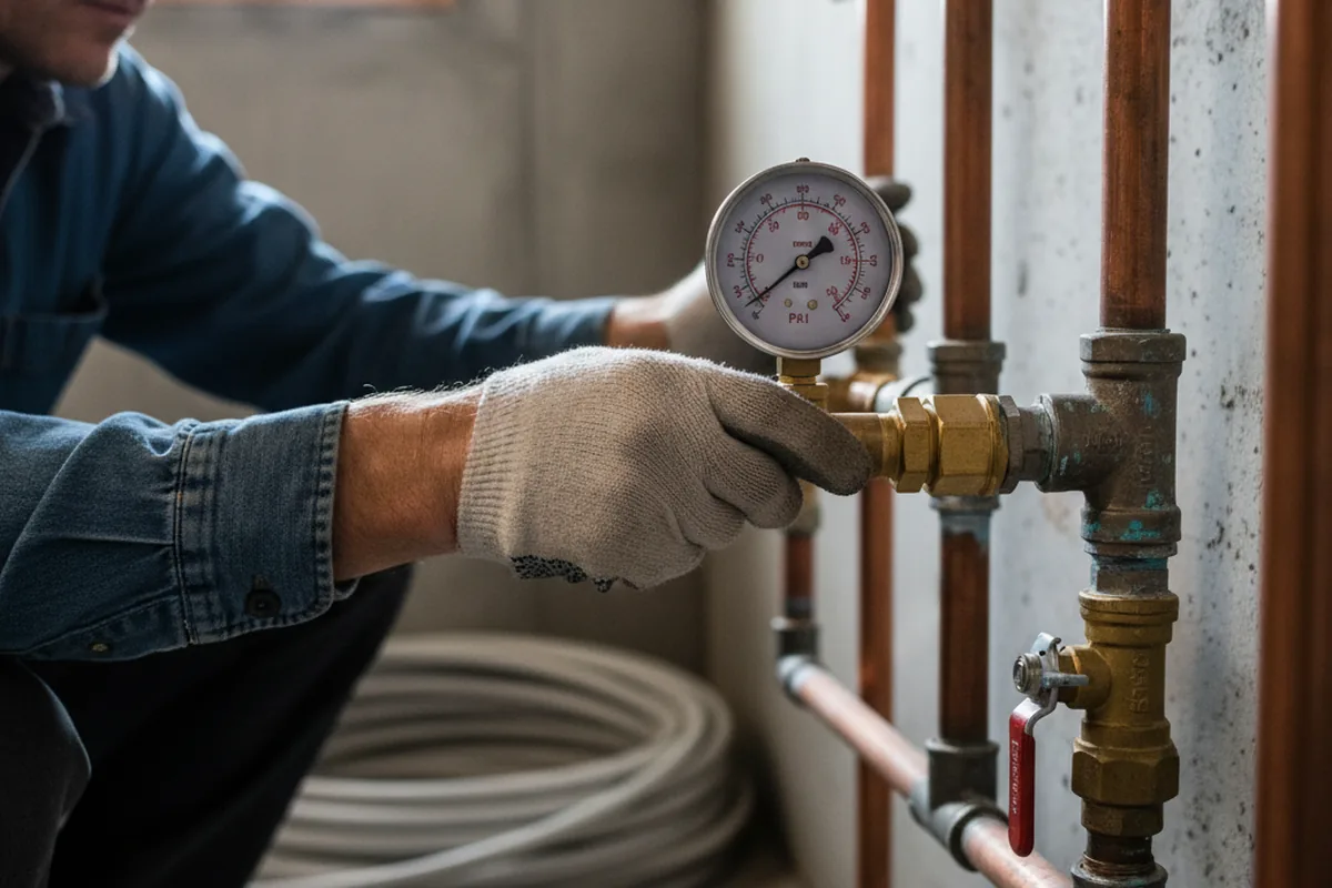 Pressure testing a repaired line during Water Line Repair in Doerun